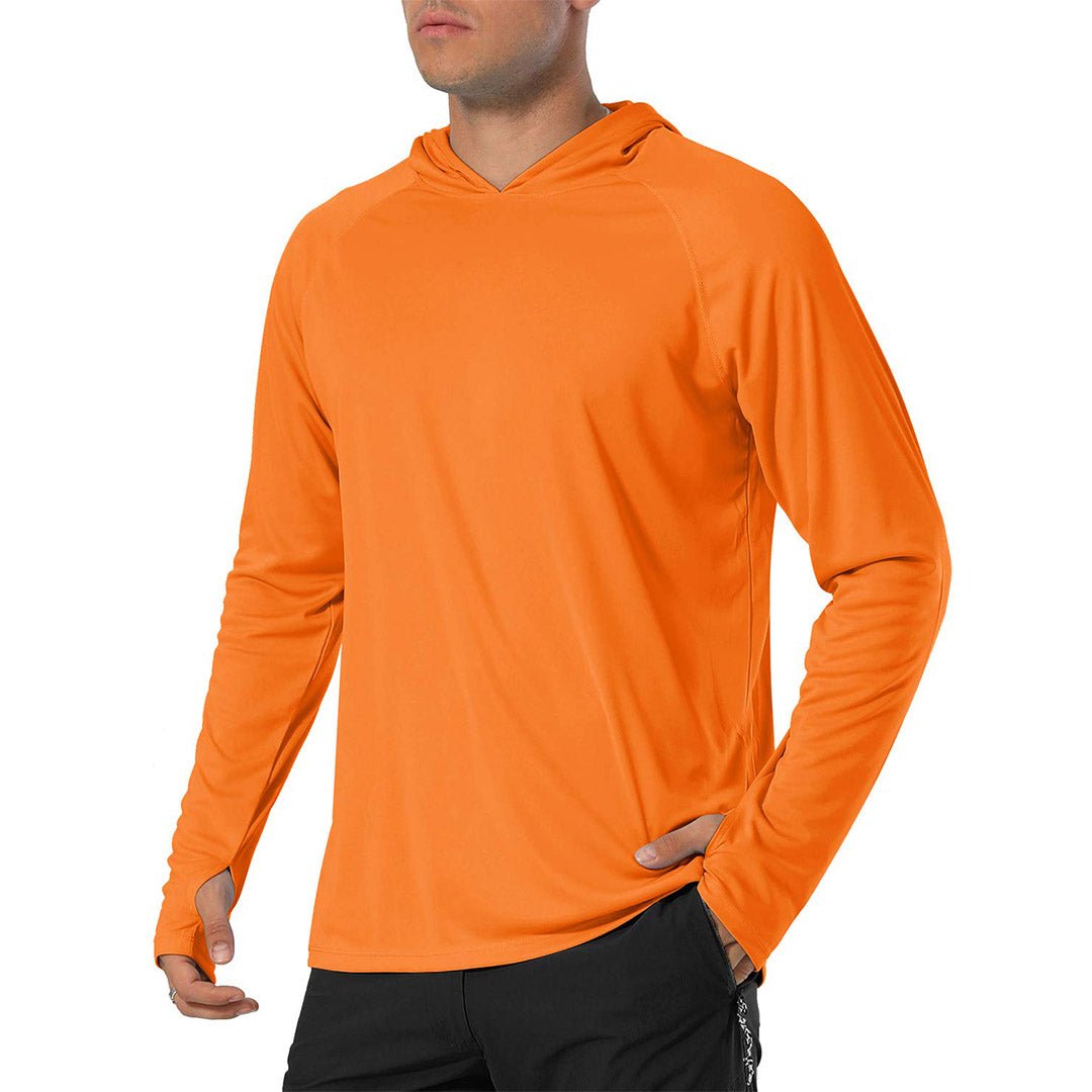 Men's UPF 50+ Sun Protective Athletic Rash Guard Shirts, Orange / L
