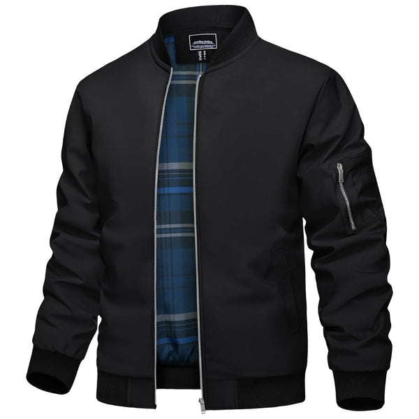 Men's Bomber Jacket Lightweight Windbreaker Plaid Lined - Men's Jackets