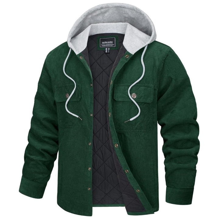 Men's Casual Hooded Corduroy Jacket Cotton Fleece Padded - Men's Coats