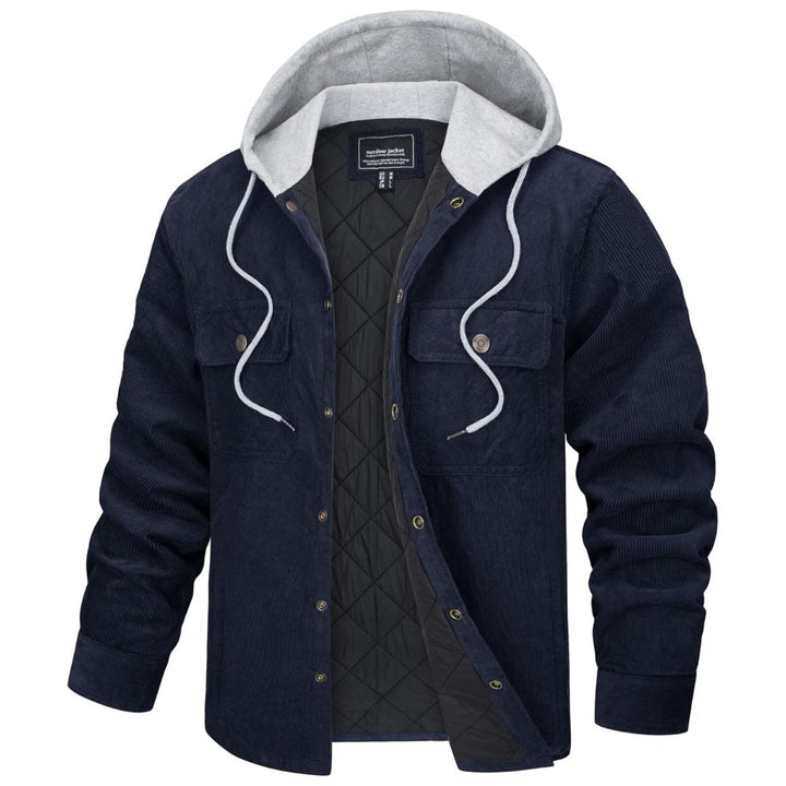 Men's Casual Hooded Corduroy Jacket Cotton Fleece Padded - Men's Coats