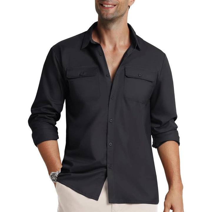 Men's Cotton Casual Button - Up Long Sleeve Shirts - Men's Coats