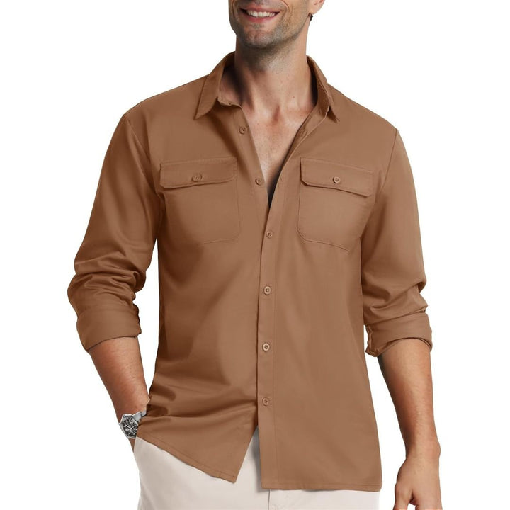 Men's Cotton Casual Button - Up Long Sleeve Shirts - Men's Coats