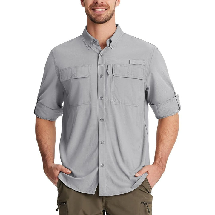 Men's Fishing Shirts UPF50+ Sun Protection Shirts with Zipper Pockets - Men's Hiking Clothing