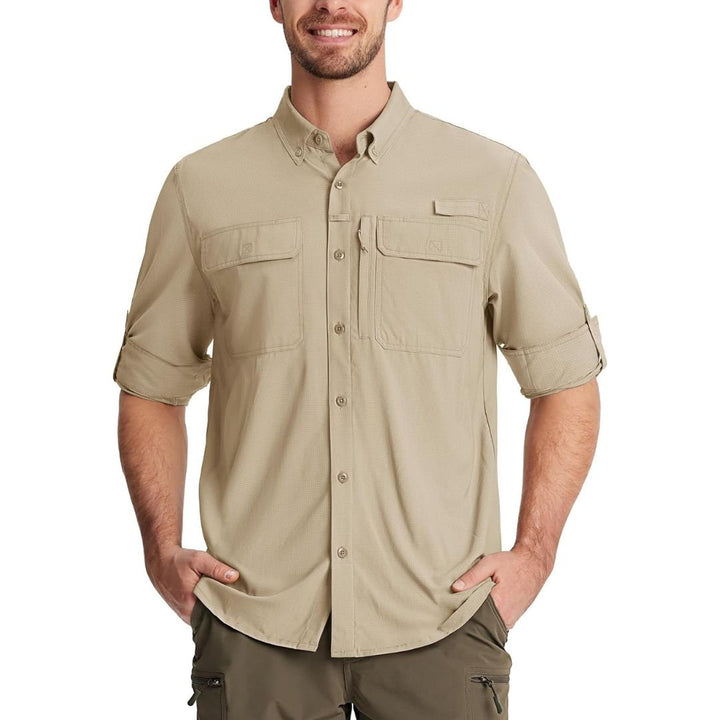 Men's Fishing Shirts UPF50+ Sun Protection Shirts with Zipper Pockets - Men's Hiking Clothing