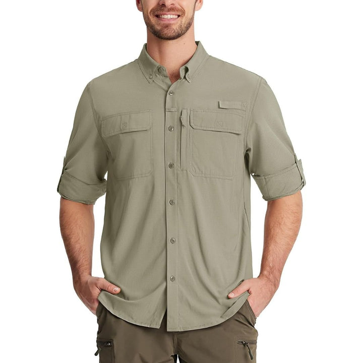 Men's Fishing Shirts UPF50+ Sun Protection Shirts with Zipper Pockets - Men's Hiking Clothing