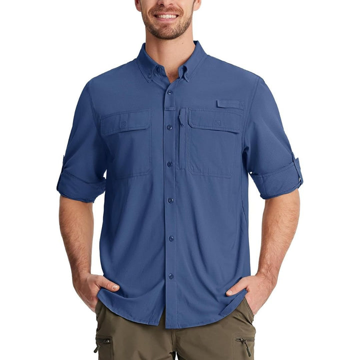 Men's Fishing Shirts UPF50+ Sun Protection Shirts with Zipper Pockets - Men's Hiking Clothing