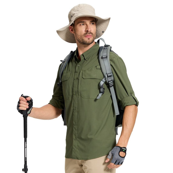 Men's Fishing Shirts UPF50+ Sun Protection Shirts with Zipper Pockets - Men's Hiking Clothing