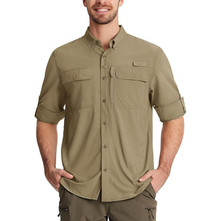 Men's Fishing Shirts UPF50+ Sun Protection Shirts with Zipper Pockets - Men's Hiking Clothing