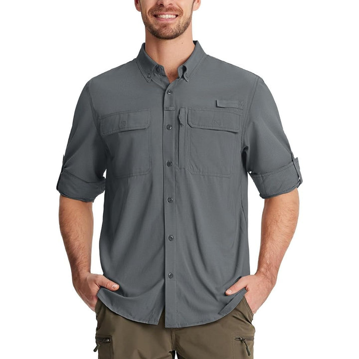 Men's Fishing Shirts UPF50+ Sun Protection Shirts with Zipper Pockets - Men's Hiking Clothing