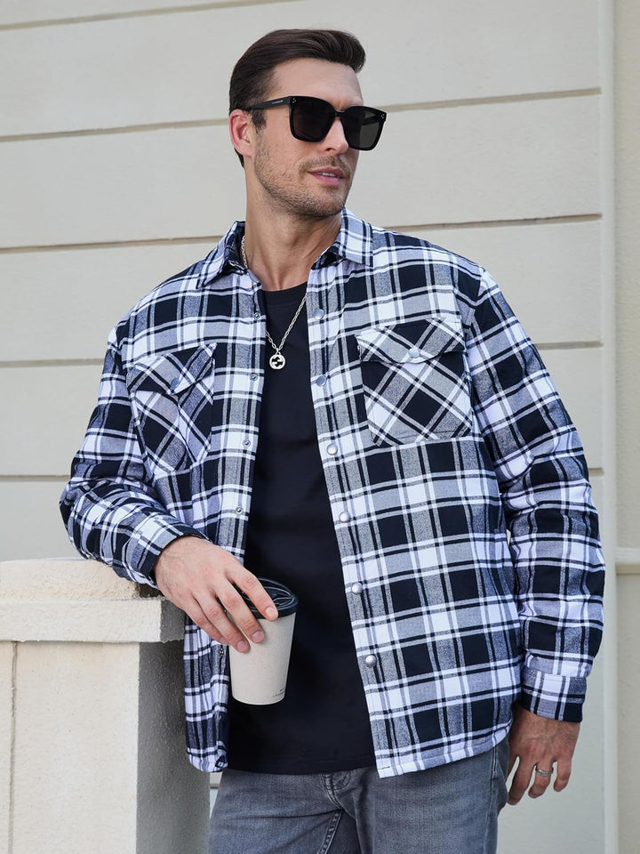 Men's Flannel Shirt Long Sleeve Button Down Jacket - Fall Winter 2022