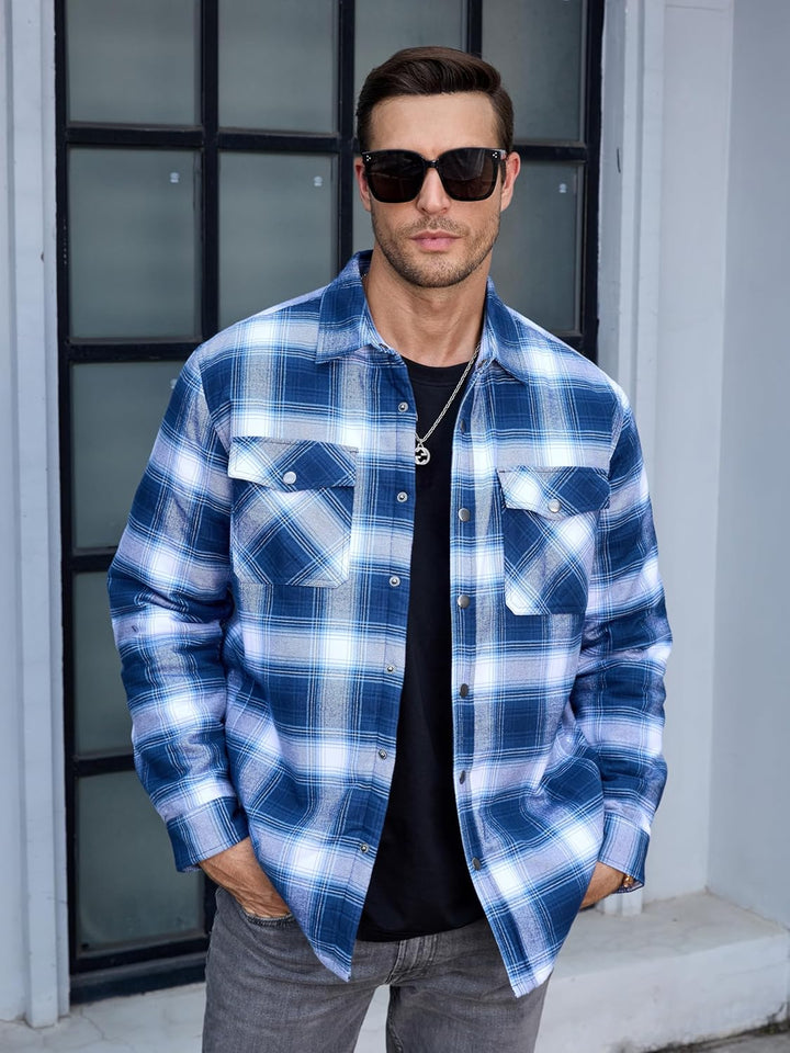 Men's Flannel Shirt Long Sleeve Button Down Jacket - Fall Winter 2022