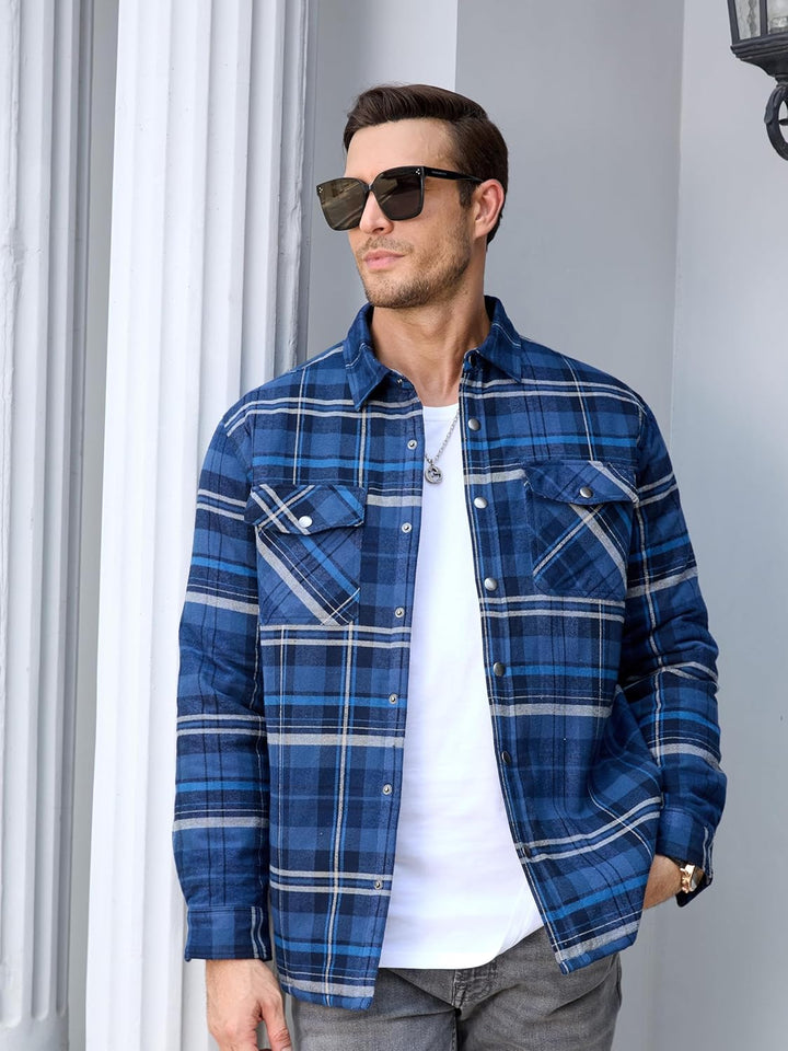 Men's Flannel Shirt Long Sleeve Button Down Jacket - Fall Winter 2022