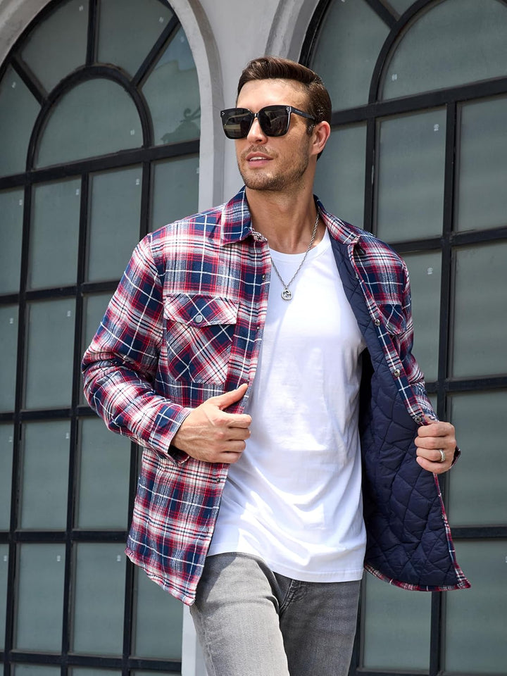 Men's Flannel Shirt Long Sleeve Button Down Jacket - Fall Winter 2022