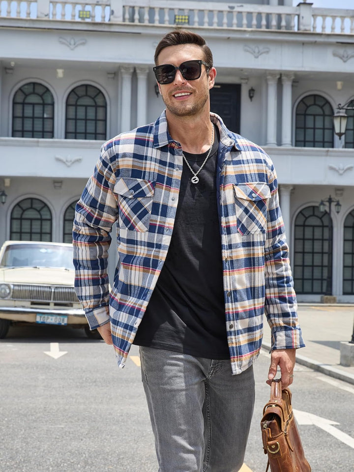 Men's Flannel Shirt Long Sleeve Button Down Jacket - Fall Winter 2022