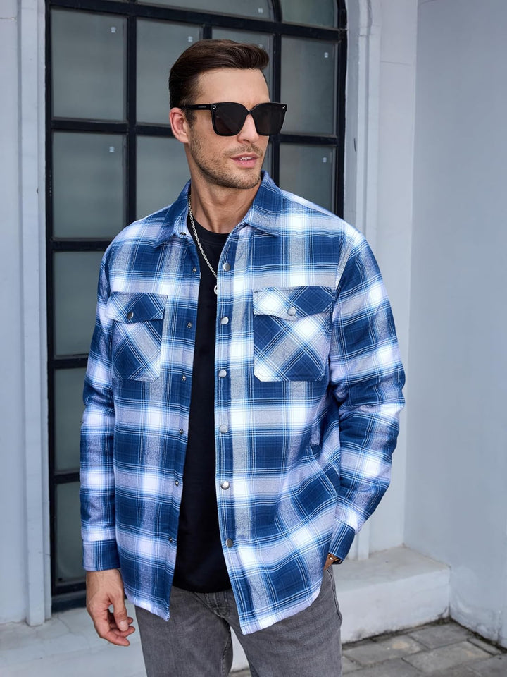 Men's Flannel Shirt Long Sleeve Button Down Jacket - Fall Winter 2022