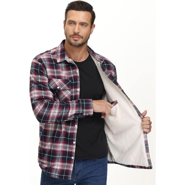 Men's Fleece Jackets Flannel Work Shirt Casual Button Down Coat - Fall Winter 2022