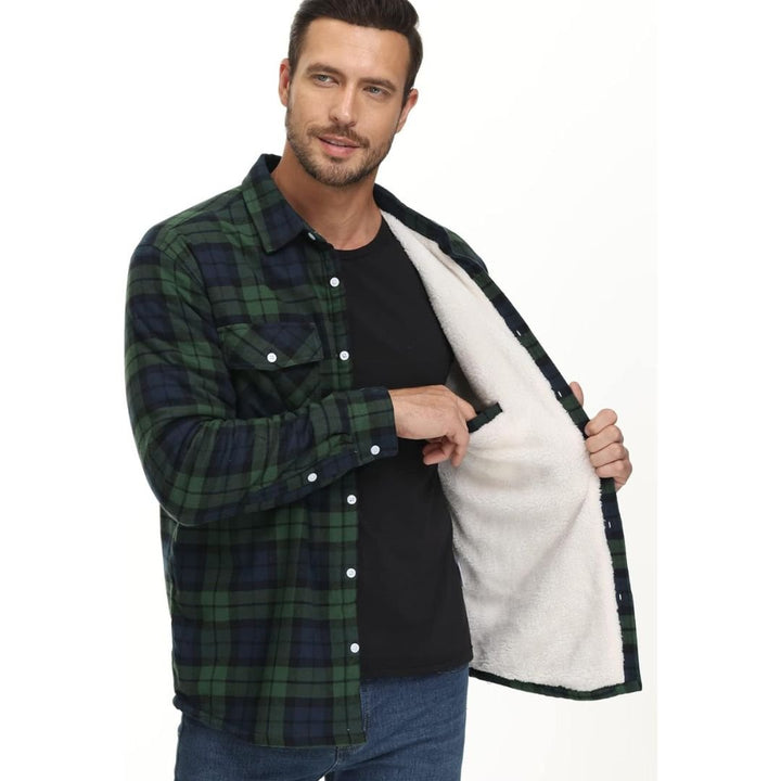 Men's Fleece Jackets Flannel Work Shirt Casual Button Down Coat - Fall Winter 2022