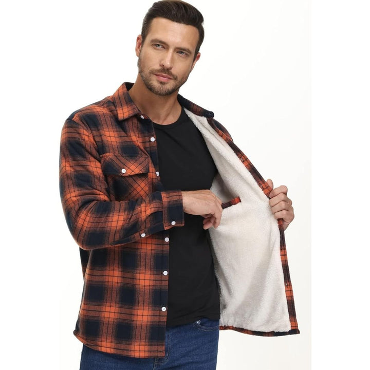 Men's Fleece Jackets Flannel Work Shirt Casual Button Down Coat - Fall Winter 2022