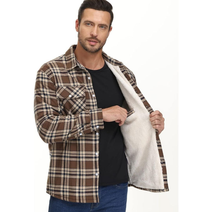 Men's Fleece Jackets Flannel Work Shirt Casual Button Down Coat - Fall Winter 2022