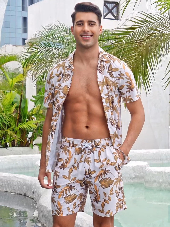 Men's Hawaiian Beach Set 2 - Piece Set Summer Outfit Floral Set - Men's Beach Shorts