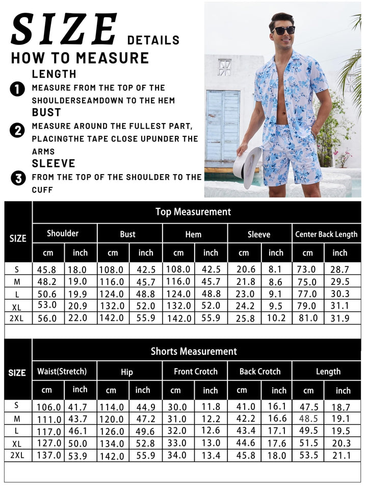 Men's Hawaiian Beach Set 2 - Piece Set Summer Outfit Floral Set - Men's Beach Shorts