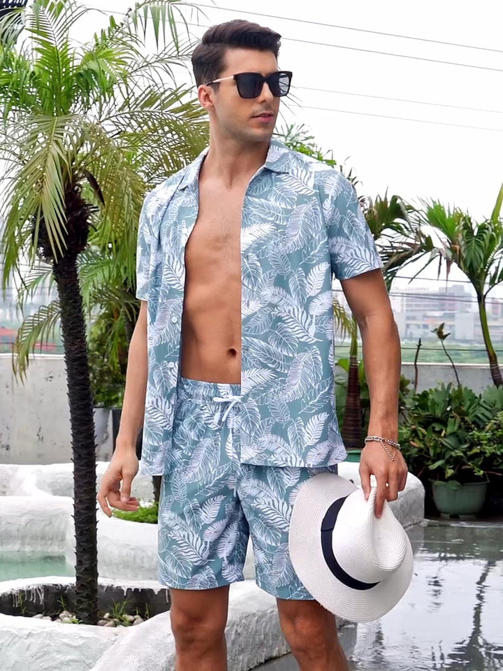 Men's Hawaiian Beach Set 2 - Piece Set Summer Outfit Floral Set - Men's Beach Shorts