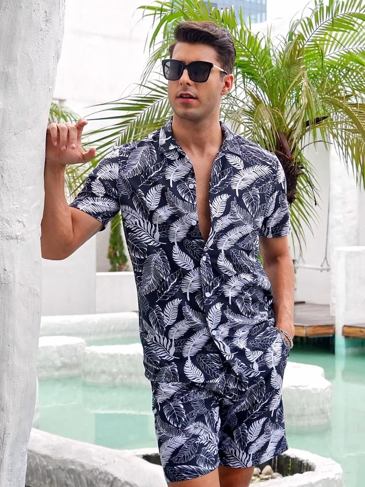 Men's Hawaiian Beach Set 2 - Piece Set Summer Outfit Floral Set - Men's Beach Shorts