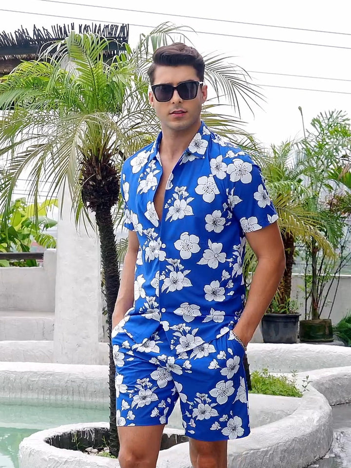 Men's Hawaiian Beach Set 2 - Piece Set Summer Outfit Floral Set - Men's Beach Shorts