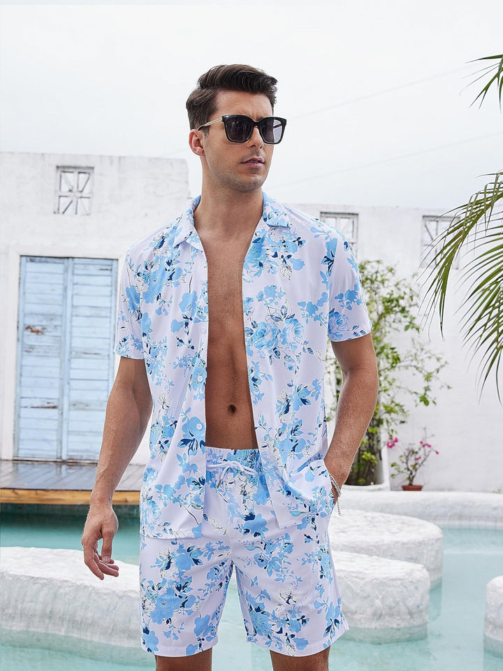 Men's Hawaiian Beach Set 2 - Piece Set Summer Outfit Floral Set - Men's Beach Shorts