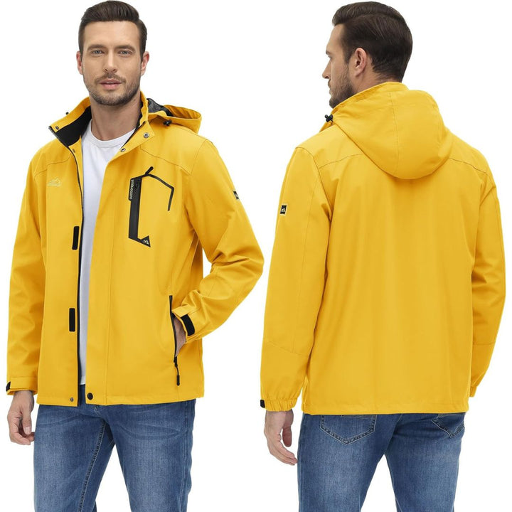 Men's Lightweight Waterproof Windproof Outdoor Hiking Jacket with Zipped Pockets - Men's Jackets