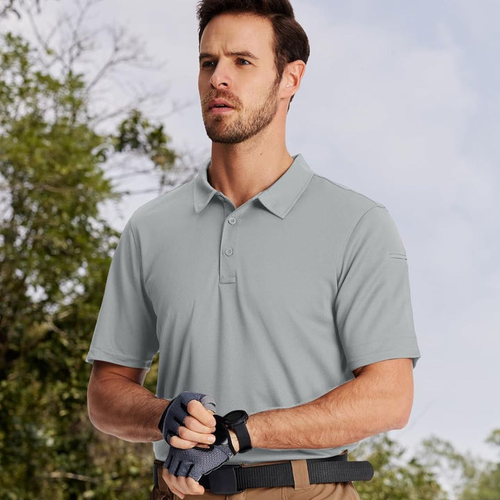 Men's Polo Collared Shirt Quick Dry Performance Short Sleeve Golf Collared Shirt - Men's Hiking Clothing