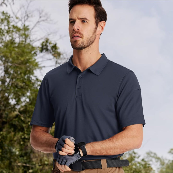 Men's Polo Collared Shirt Quick Dry Performance Short Sleeve Golf Collared Shirt - Men's Hiking Clothing