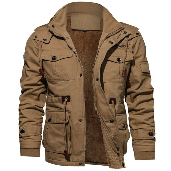 Men's Winter Cotton Fleece Lined Coats Warm Cargo Jackets with Hooded - Fall Winter 2022