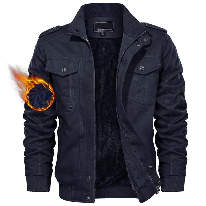 Men's Winter Jacket - Fleece Cotton Casual Cargo Bomber Jacket - Men's Cargo Jackets