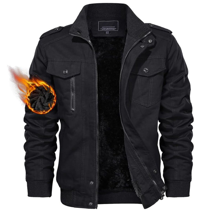 Men's Winter Jacket - Fleece Cotton Casual Cargo Bomber Jacket - Men's Cargo Jackets