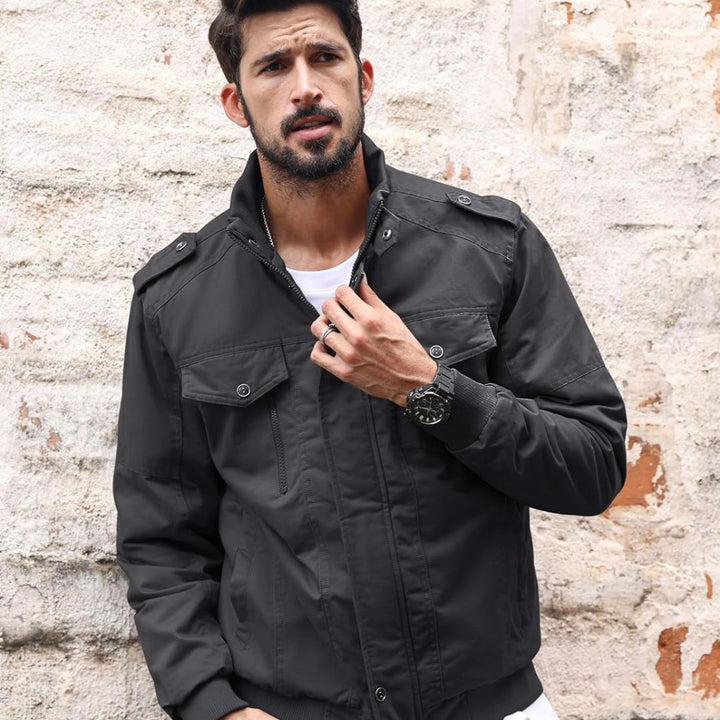 Men's Winter Jacket - Fleece Cotton Casual Cargo Bomber Jacket - Men's Cargo Jackets