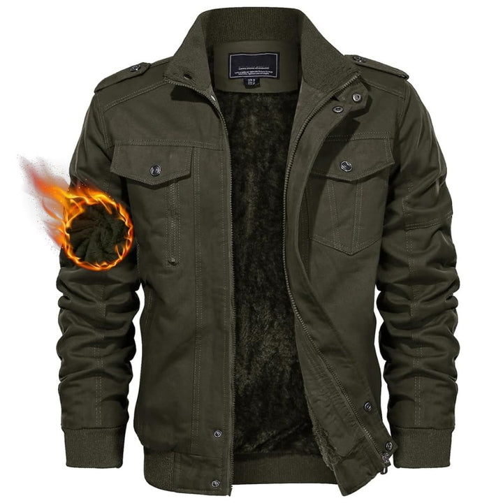 Men's Winter Jacket - Fleece Cotton Casual Cargo Bomber Jacket - Men's Cargo Jackets