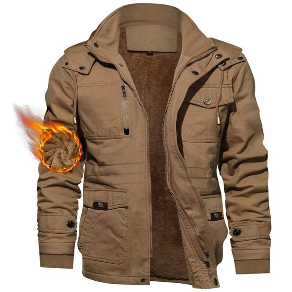 Men's Winter Jacket Fleece Lined Coats Warm Cargo Jackets with Hooded - Fall Winter 2022