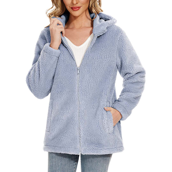 Women's Fuzzy Sherpa Fleece Fluffy Jackets - Women's Jackets