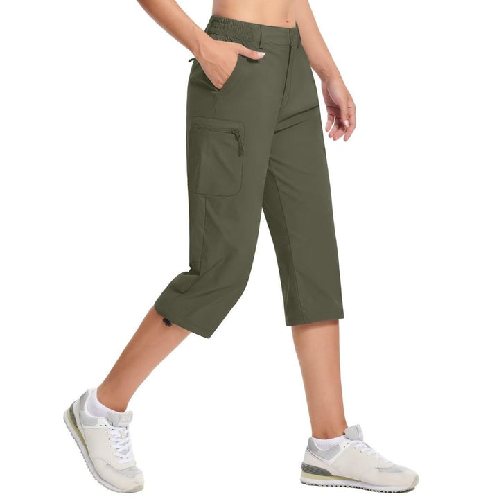 Women's Hiking Pants Cargo Capris Lightweight Stretch Water Resistant Joggers - 