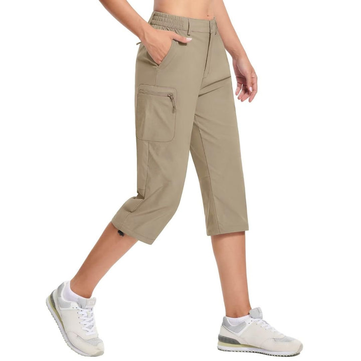 Women's Hiking Pants Cargo Capris Lightweight Stretch Water Resistant Joggers - 