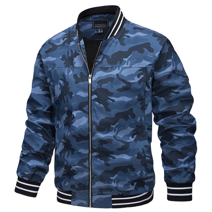 Blue camo bomber jacket