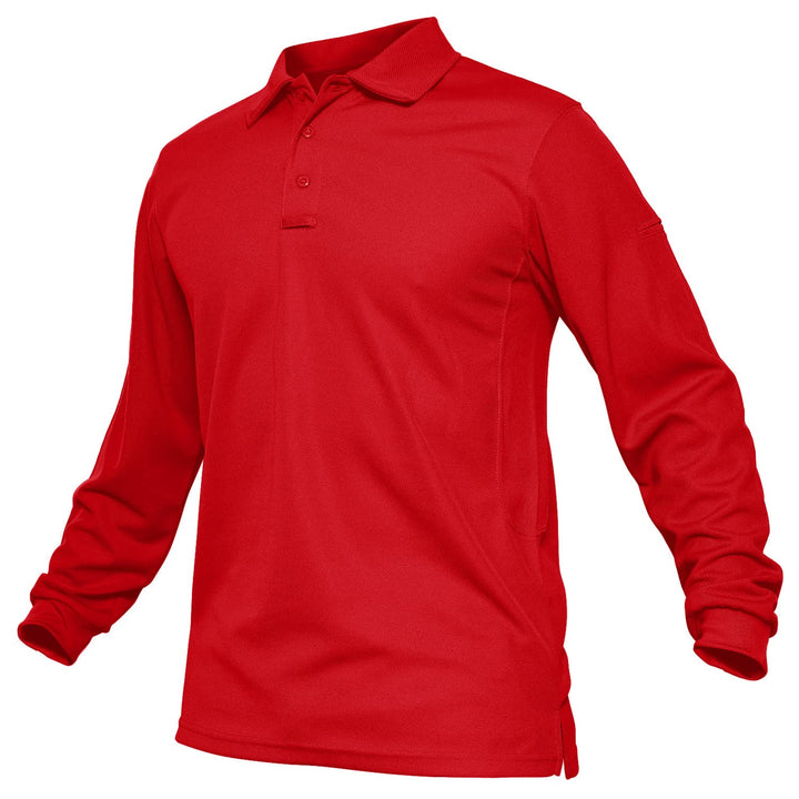 Men's Casual Outdoor Sport Tactical Polo Shirt, Tomato / 2XL