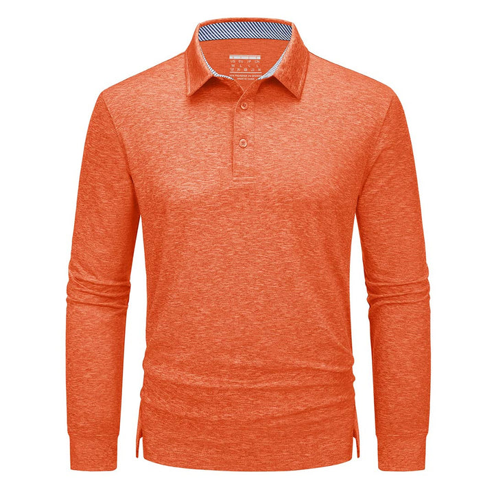 Men's 3 Buttons Polo Shirts Long Sleeve Casual Hiking Golf Shirts - Men's Hiking Clothing