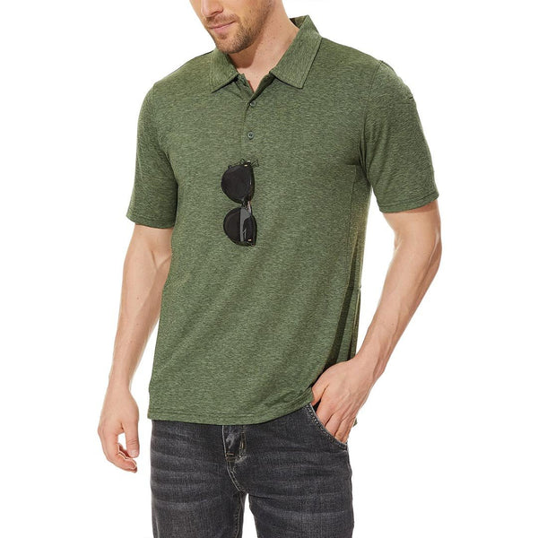 Men's 3 Buttons Spread Collar Golf Polo Shirt - Men's Polo Shirts