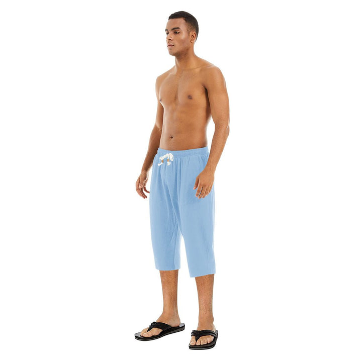 Men's Capri Wide Leg Cotton Linen Shorts - Men's Capri Pants