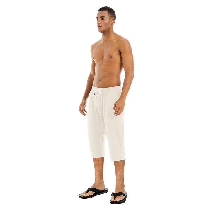 Men's Capri Wide Leg Cotton Linen Shorts - Men's Capri Pants