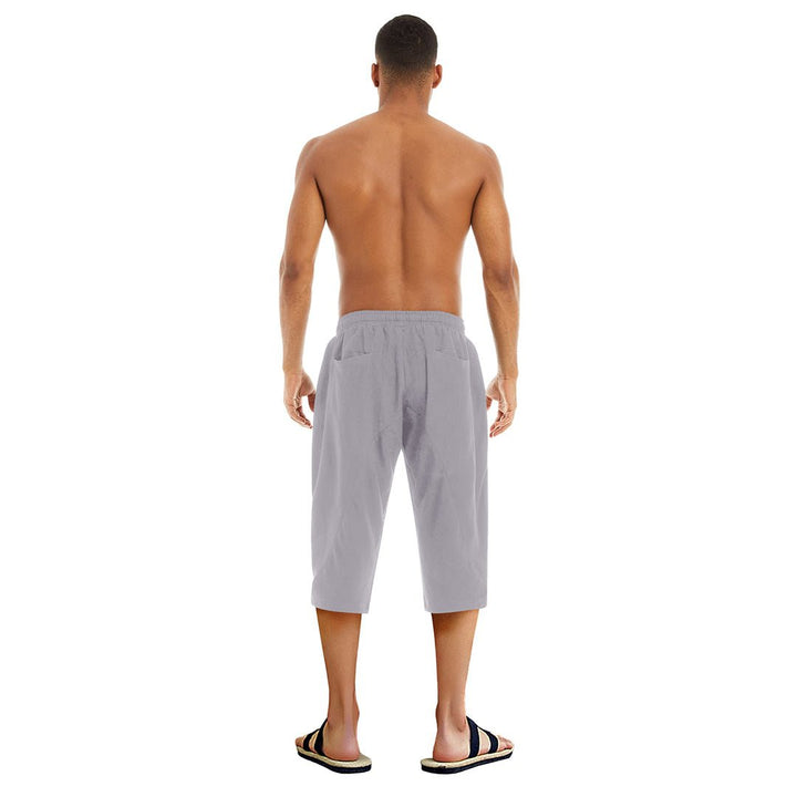 Men's Capri Wide Leg Cotton Linen Shorts - Men's Capri Pants