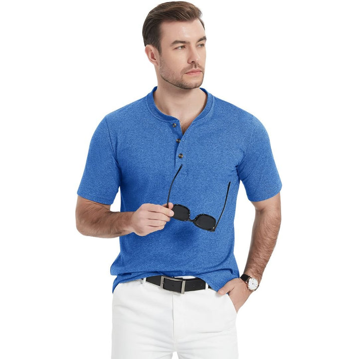 Men's Casual Cotton Henley Shirts - Men's T-shirts