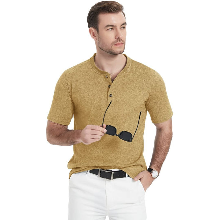 Men's Casual Cotton Henley Shirts - Men's T-shirts